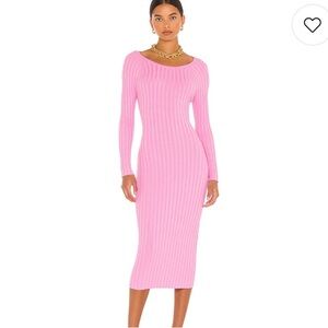 Chic Pink Ribbed Dress